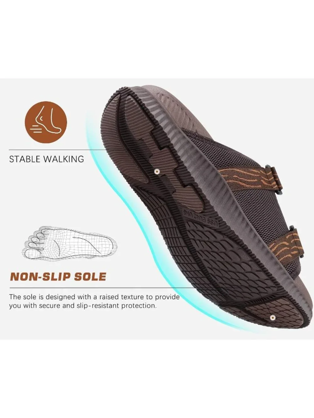Men's Brown Athletic Thick Cushion Recovery Sport Slides Orthotic Sandal Shoes
